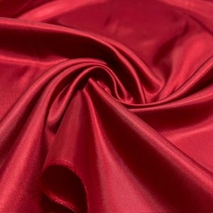 Lining Fabric, Red Satin Polyester Blend, 58-Inch Wide for Clothing