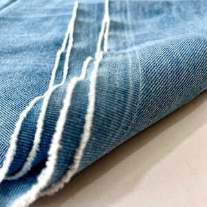 Light Blue Stonewashed Softened Denim Fabric, 100% Cotton, 10 Ounce Heavy Denim, Cotton Fabric By The Yar 150 cm,1.5 meters,or 1.64 yards zdjęcie 3