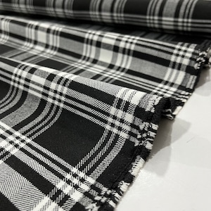 Black and White Checkered (Tartan) Fabric, Green Plaid Clothing Cotton Fabric, Plaid Cotton Fabric by the Yard(59 inch or 1.64 yards wide)