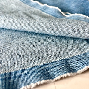 Light Blue Stonewashed Softened Denim Fabric, 100% Cotton, 10 Ounce Heavy Denim, Cotton Fabric By The Yar 150 cm,1.5 meters,or 1.64 yards zdjęcie 6