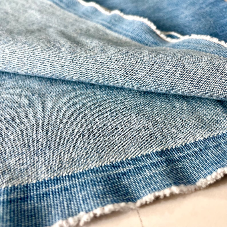 Light Blue Stonewashed Softened Denim Fabric, 100% Cotton, 10 Ounce Heavy Denim, Cotton Fabric By The Yar 150 cm,1.5 meters,or 1.64 yards zdjęcie 6