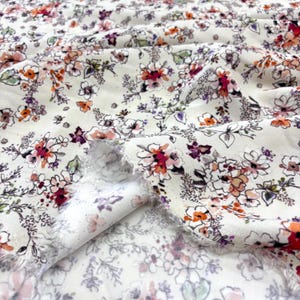 Floral Viscose Fabric – Soft Lightweight Colorful Print for Spring & Summer Dresses, Blouses (150cm / 1.64 yard / 58 inch width)
