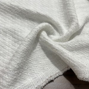 Classic Cotton Tweed Fabric White