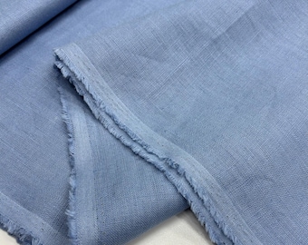 Light Blue Linen Fabric – Soft Natural Lightweight for Summer Clothing, Dresses | 150 cm