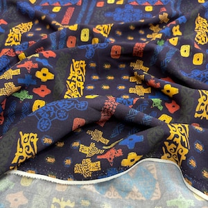 High Quality Viscose Fabric with Navy Blue Abstract Pattern, Fabric For Dress-Shirts-Skirts, Home Textile(Width 150cm 1,64 yard 57 inc)