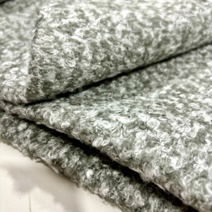 Gray Green Speckled Boucle Fabric, Designer Fabric, Upholstery Fabric by yard, Fabric for Chair-Sofa-Headboard 1.64 yards or 59 inch width image 4