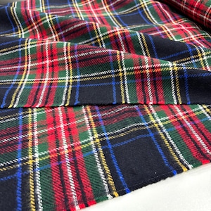 Red Green Checkered (Tartan) Cotton Luxury Fabric, Plaid Clothing Cotton Fabric, Plaid Fabric by the Yard(59 inch or 1.64 yards wide)
