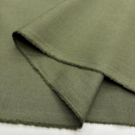 Green Cotton Linen Fabric: Natural Breathable Soft Linen Blend – Dress & Apparel 150cm Width