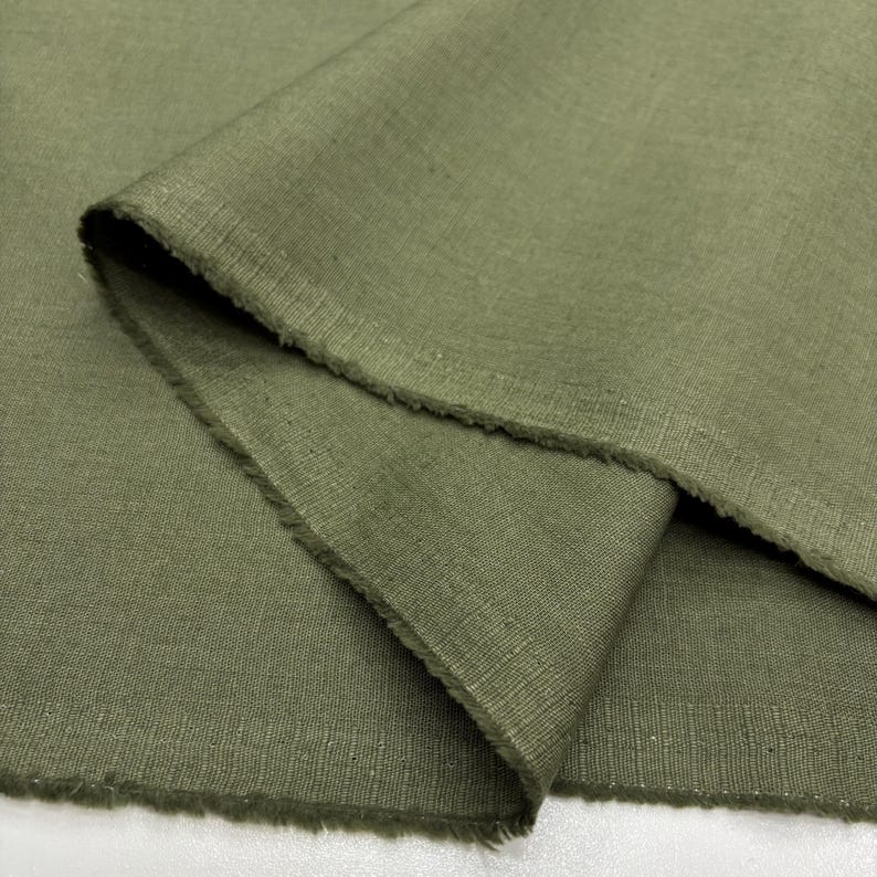 Green Cotton Linen Fabric: Natural Breathable Soft Linen Blend – Dress & Apparel 150cm Width