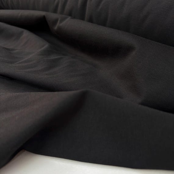Black Cotton Jersey Fabric – Soft Combed Stretch Knit Material for Apparel | 150cm/59in wide
