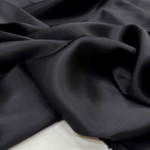 Black 100% Silk Satin Fabric – Luxury Natural Silk with Lustrous Finish | 140 cm Width