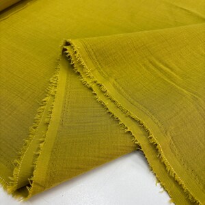Olive Green Cotton Muslin Fabric – Double-Layered Soft Lightweight for Dresses & Clothing | 140 cm