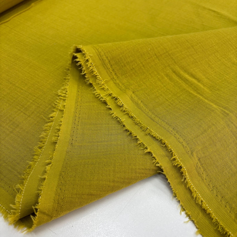 Olive Green Cotton Muslin Fabric – Double-Layered Soft Lightweight for Dresses & Clothing | 140 cm