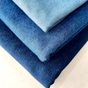Stonewashed Soft Natural 100% Cotton Denim Fabric, 10 ons Denim,Fabric By The Yard Upholstery Denim (150cm or 58 inch or 1.64 yard width)