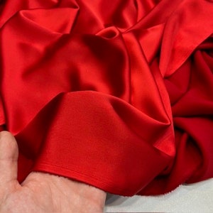Red Evening Dresses and Dresses Satin Fabric, Acetate Satin Dress Fabric, Dressmaking Designer Fabric(Width 150cm/1,64 yard/57 inc)