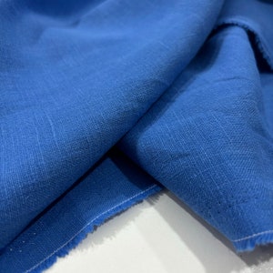 Luxury Washed Linen Fabric, Blue by the Meter for Sewing (150cm/58in wide)