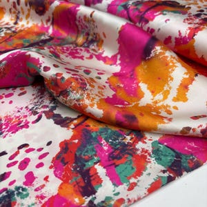 Watercolor Italian Satin Fabric – Silky Satin-Chiffon Material for Fashion Dresses | 150cm/59in wide