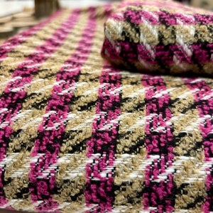 Pink Italian Boucle Luxury Tweed Fabric, Moda Fabric for Jacket Dress Skirt-Fashion Coat,Wool Tweed Fabric(1.64 yards or 57-inch width)