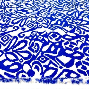 Abstract Summer Blue Patterned 100% Viscose Design Fashion Fabric, Fabric For Dress,Viscose Fabric by the Yard(Width 150cm 1,64 yard 57 inc)