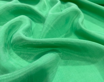 Stonewashed Cupro Fabric, Light Green Silky for Designer Dressmaking (150cm/57in width)