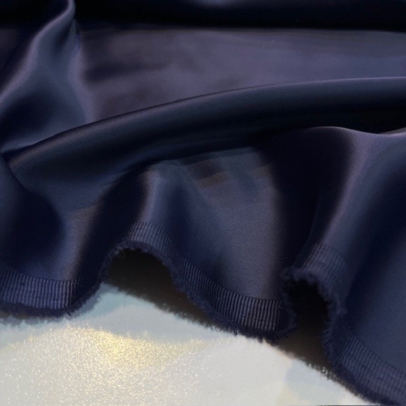 Navy Blue Acetate Satin Fabric: Luxury Evening Dress Material (150cm Wide)