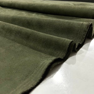 Green Scuba Suede Fabric, Fabric for Pants, Jackets, Shirts, and Dresses, Upholstery Fabric (150 cm, 1.5 meters, or 1.64 yards)