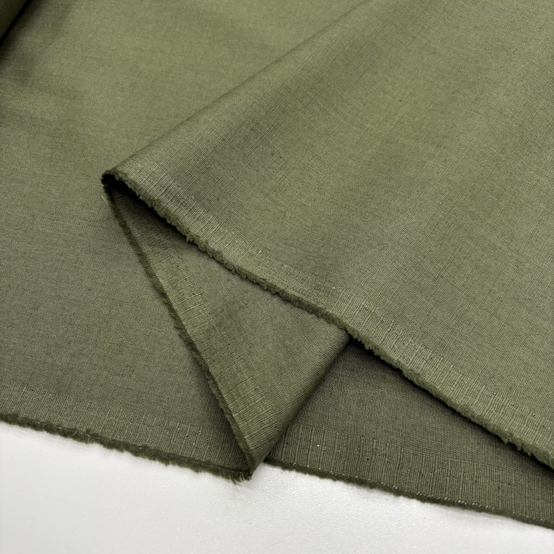 Green Cotton Linen Fabric: Natural Breathable Soft Linen Blend – Dress & Apparel 150cm Width