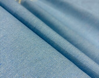 Tissu denim 100% coton délavé bleu glace de 10,5 onces, denim lourd, tissu vestimentaire par cour (150 cm, 1,5 mètres ou 1,64 yards)