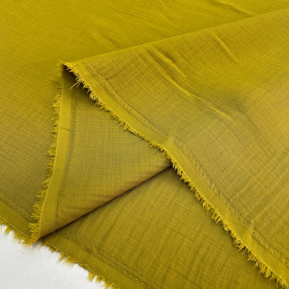 Olive Green Cotton Muslin Fabric – Double-Layered Soft Lightweight for Dresses & Clothing | 140 cm