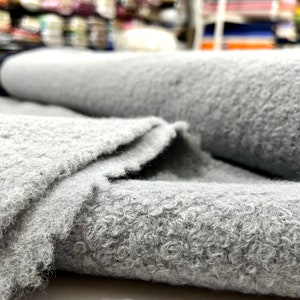 Grey Bouclé Fabric, Designer Boucle Fabric, Upholstery Fabric by yard, Fabric for Chair, Sofa, Headboard ( 1.64 yards or 59 inch width )