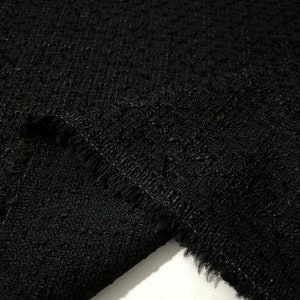 Classic Cotton Tweed Fabric Black , Coat-Dress-Skirt-Luxury Tweed Fabric (1.64 yards or 57 inches width)