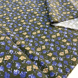 Green Floral Cotton Poplin Fabric – Soft Blue Flower Pattern for Dresses, Blouses, Skirts & Home Projects (150 cm or 58 inch or 1.64 yard)