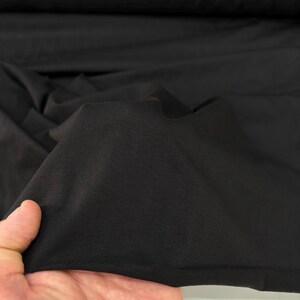 Black Cotton Jersey Fabric – Soft Combed Stretch Knit Material for Apparel | 150cm/59in wide