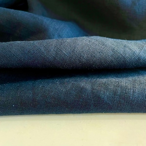 Pure Linen Fabric Navy Blue (150 cm or 1.64 yards or 57 inches width),Stonewashed,100% Linen, Pure Linen, Fabric By The Yard