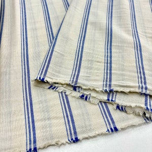 Blue Striped Linen Fabric: Natural Sewing Material, Home Textile (58&quot; Width)