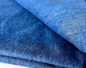 Stonewashed Soft Natural 100% Cotton Blue Denim Fabric, Sewing Cotton Fabric By The Yard, Jeans Fabric(150 cm or 58 inch or 1.64 yard width)