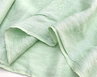 Light Green Linen Fabric 100% Flax Stonewashed by the Yard | 150 cm