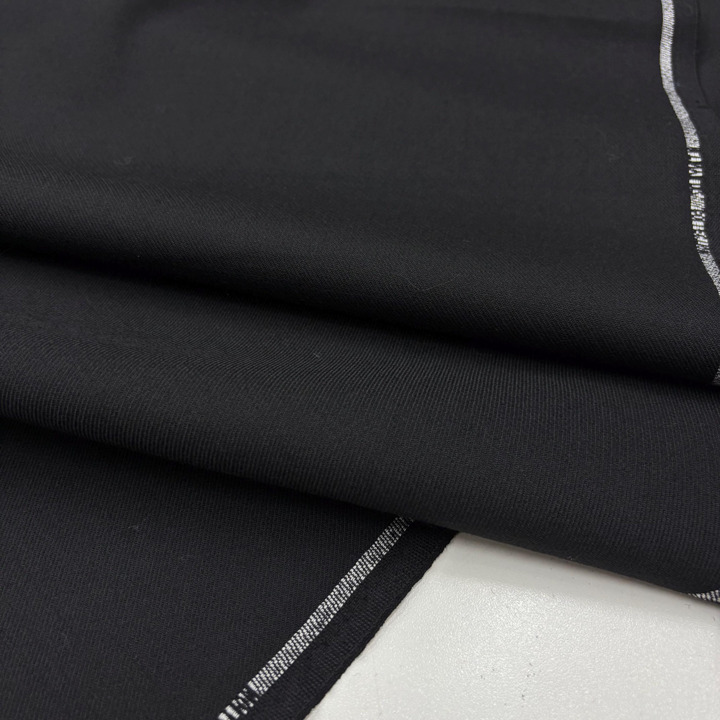 Black Heavy Wool Gabardine Fabric – Thick Durable Tailoring
