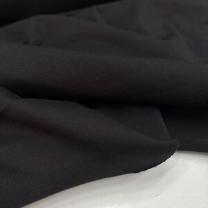 Black Cotton Jersey Fabric – Soft Combed Stretch Knit Material for Apparel | 150cm/59in wide