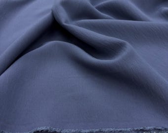 Textured Cotton Linen Fabric: Light Navy Blue, Wrinkle-Resistant (150cm/1,64 yard wide)