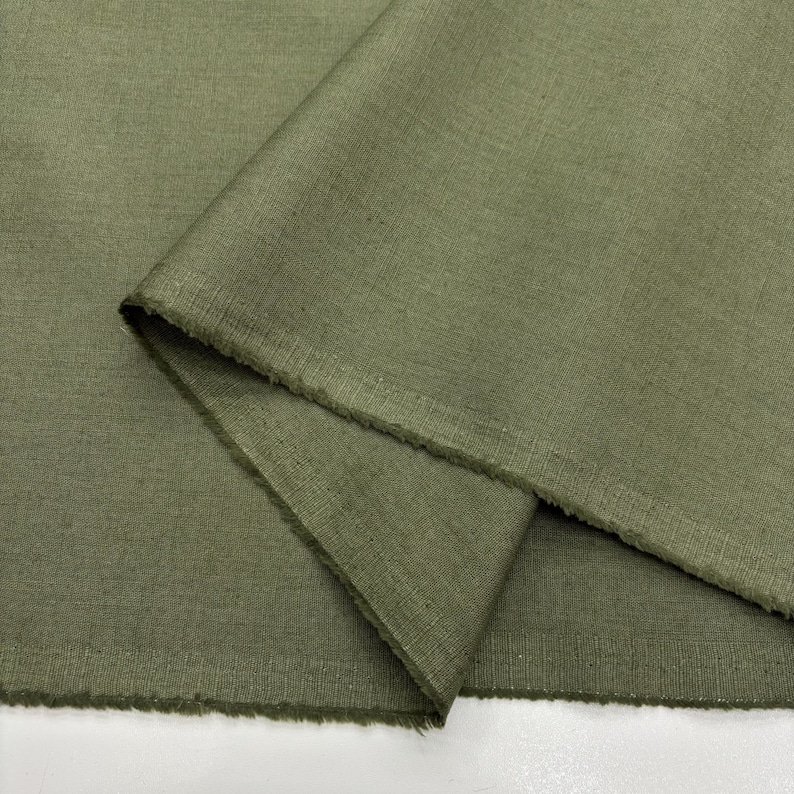 Green Cotton Linen Fabric: Natural Breathable Soft Linen Blend – Dress & Apparel 150cm Width