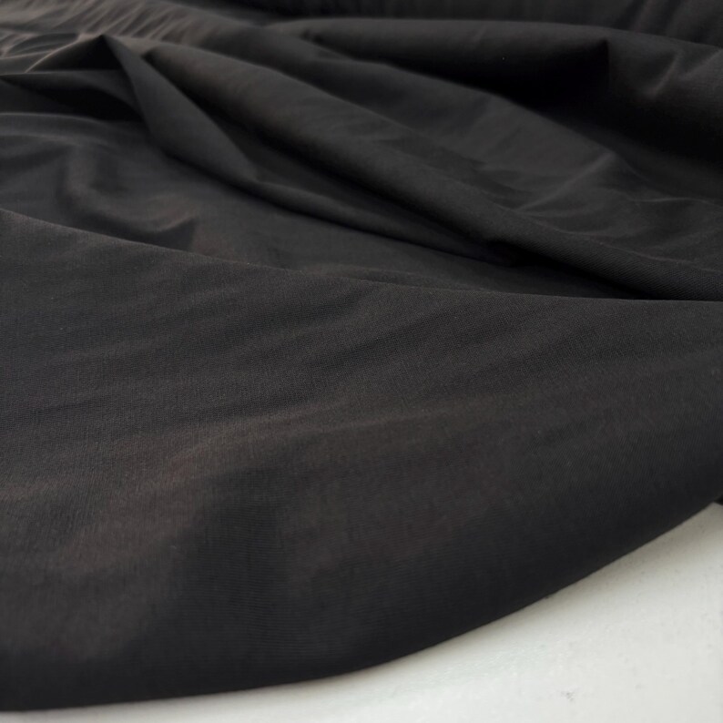 Black Cotton Jersey Fabric – Soft Combed Stretch Knit Material for Apparel | 150cm/59in wide