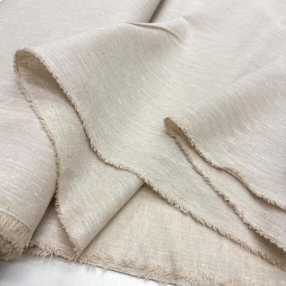 Natural Cream Beige Cotton Linen Fabric: Soft, Breathable - Apparel & Decor 150cm Width