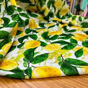 Lemon Pattern Linen Fabric: Italian Design Clothing Fabric 150cm/59in width