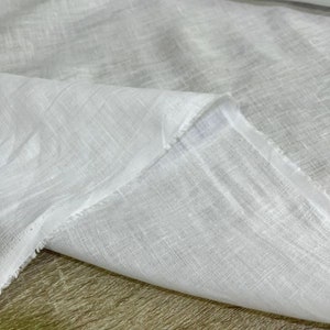 Tela de lino BLANCO / Tela de lino blanco puro / Tela blanca cortada a  medida / Telas naturales