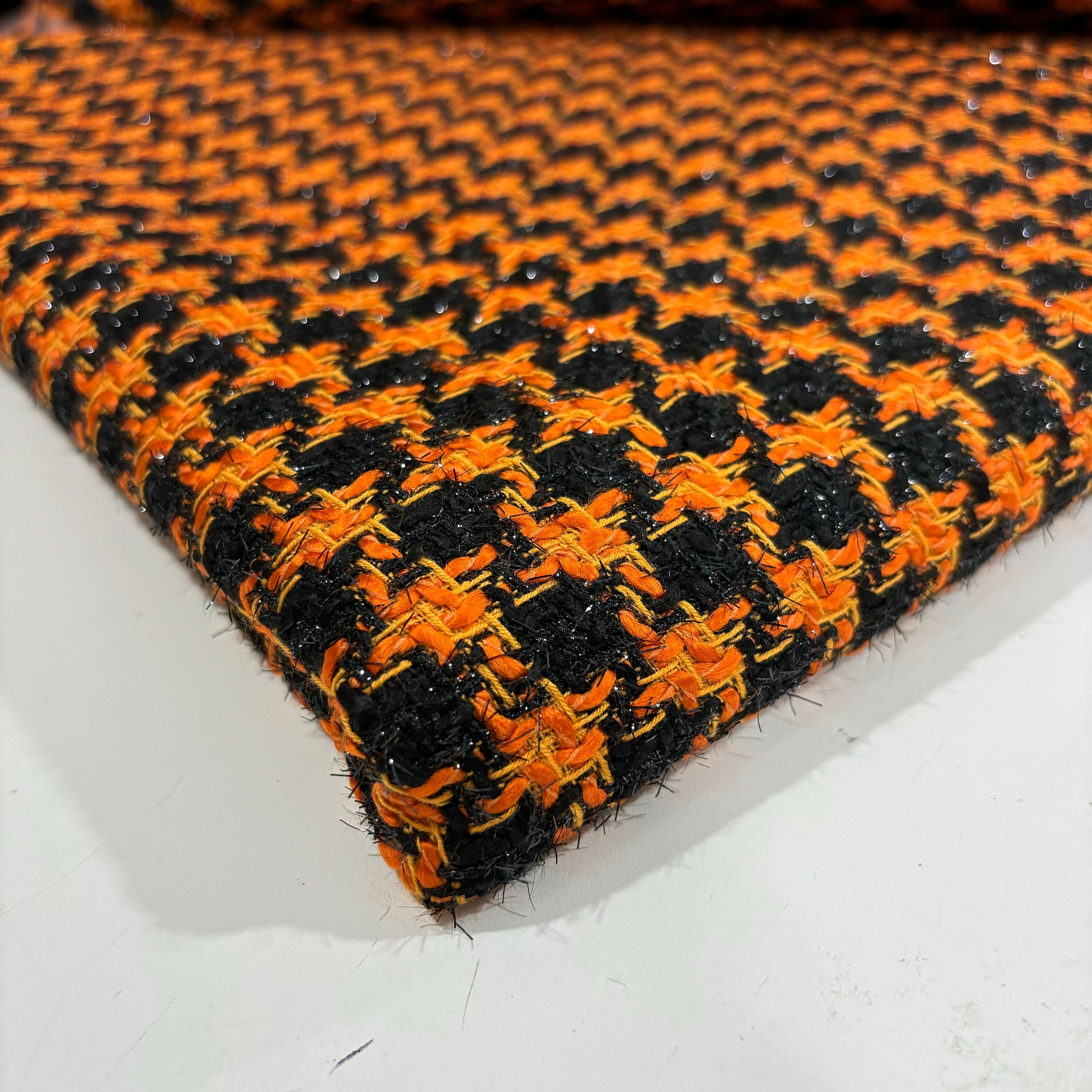 Terracotta-colored Italian Sparkling Luxury Tweed Fabric