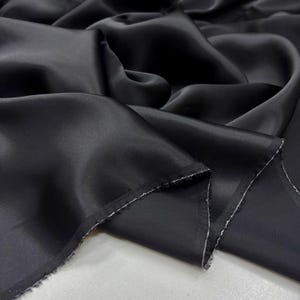 Black 100% Silk Satin Fabric – Luxury Natural Silk with Lustrous Finish | 140 cm Width