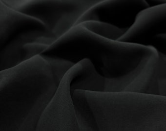 Black Stonewashed Cotton Cupro Fabric, Cupro Fabric By The Yard, Premium Quality Cotton Dressmaking Designer Fabric)150cm/1.64 yard/57 inch)