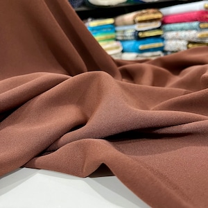 Copper Brown Luxury Italian Crepe Fabric, Fashion Fabric, Clothing Fabric, Dress Fabric, Thick Crepe Fabric(150 cm or 1.64 yards or 57 inch)