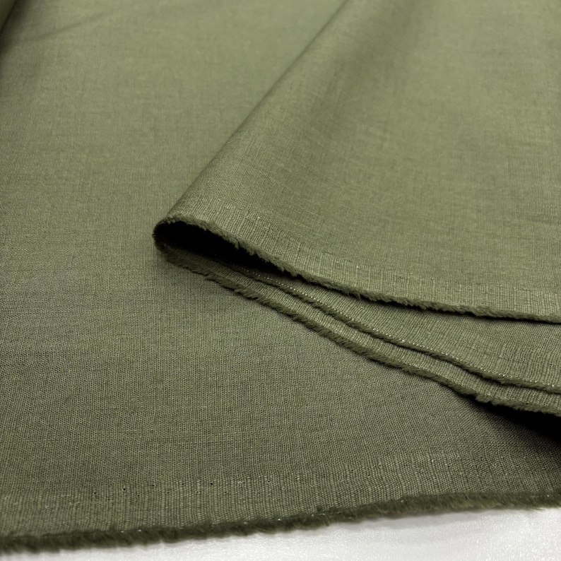 Green Cotton Linen Fabric: Natural Breathable Soft Linen Blend – Dress & Apparel 150cm Width